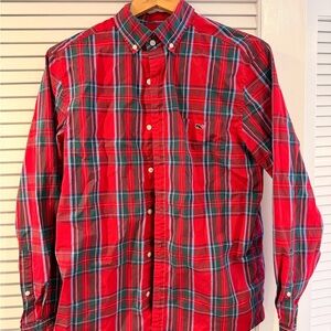 Vineyard Vines Red and Green Plaid Button-Down Shirt